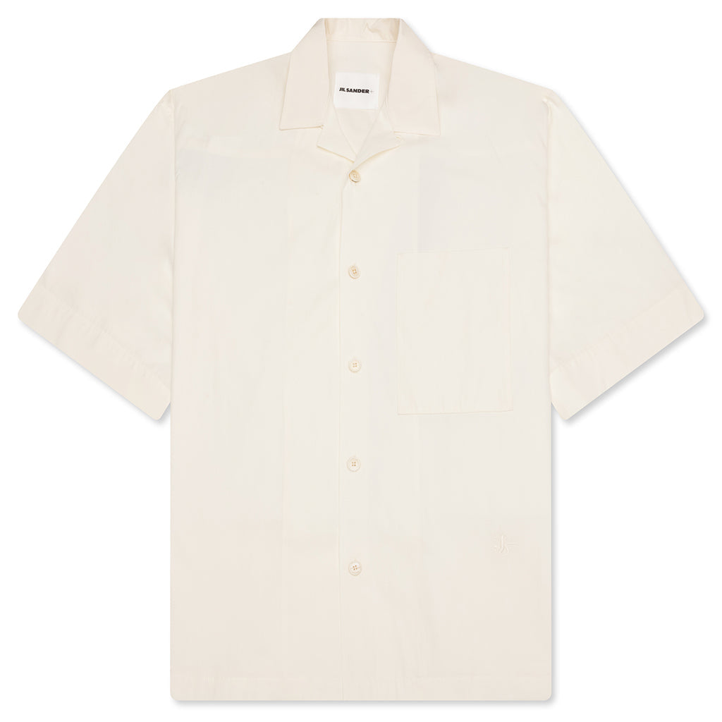 Glass Finish Cotton Poplin Shirt - Eggshell