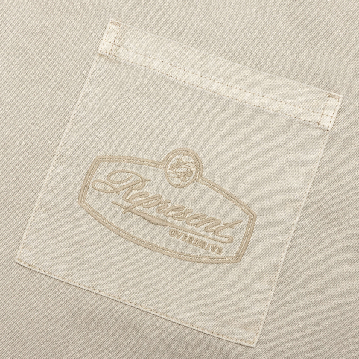 Short Sleeve Cotton Overshirt - Beige