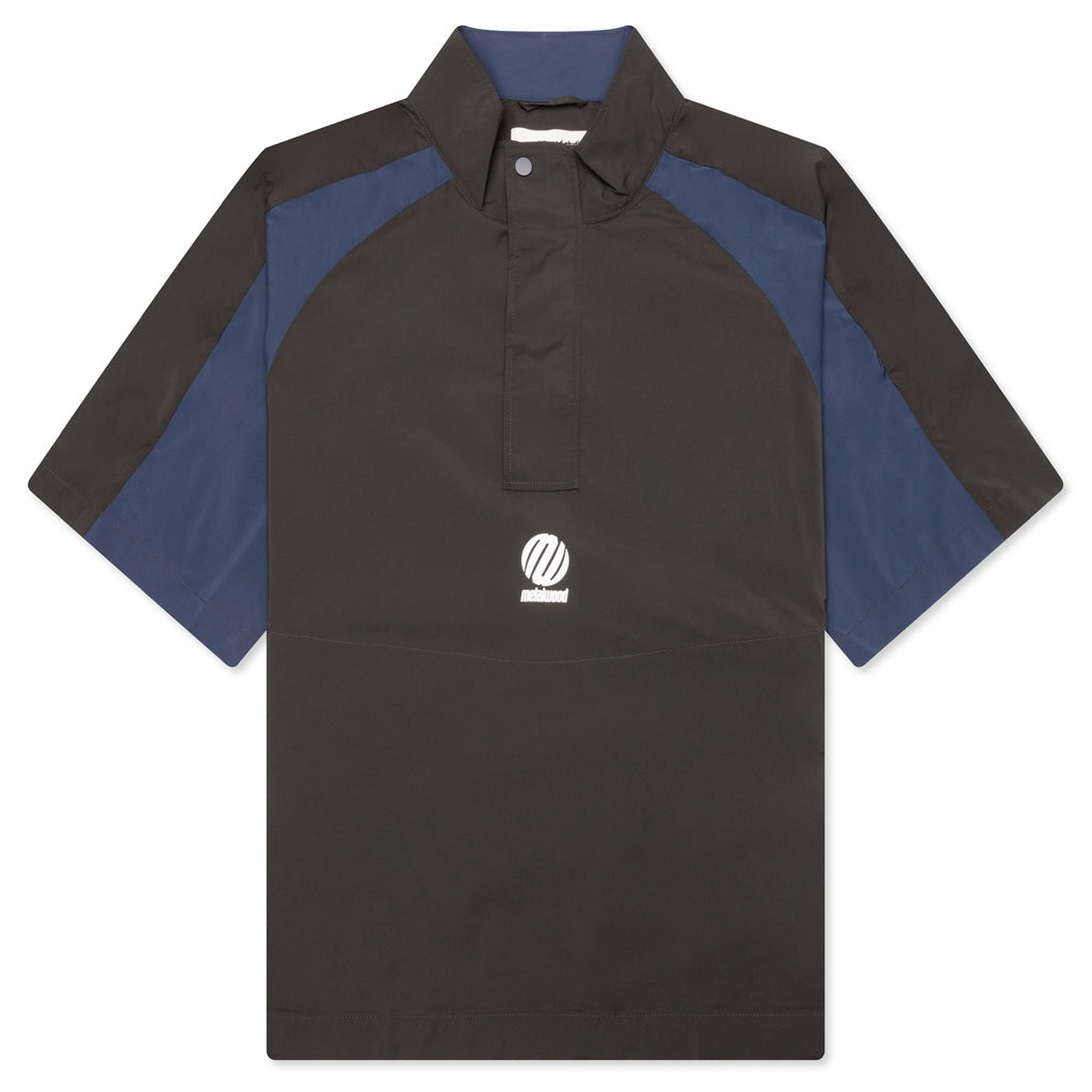 Short Sleeve Paneled Wind Shirt - Black/Navy