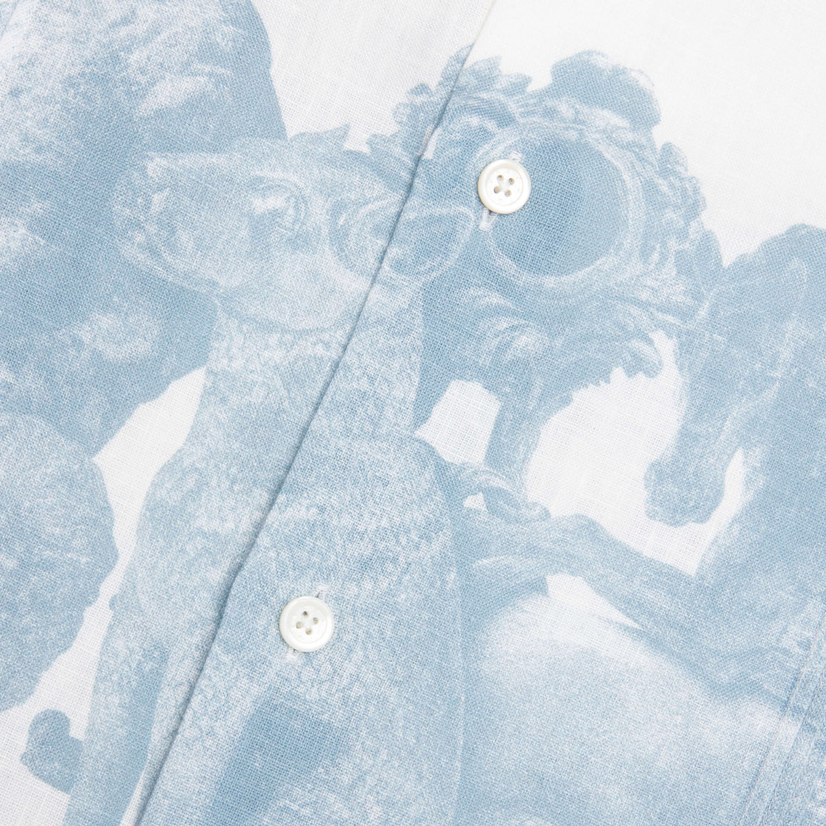 Linen Shirt with Hubert Objects Print- Blue/White