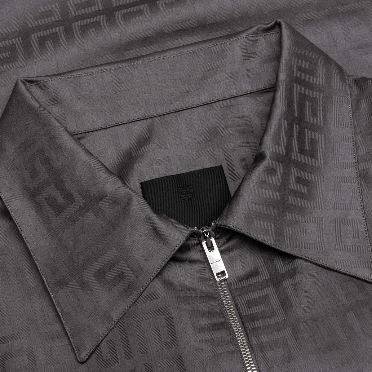Short Sleeves Boxy Fit Zipped Shirt - Titanium