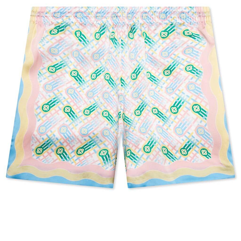 Silk Shorts With Drawstrings - Ping Pong Print