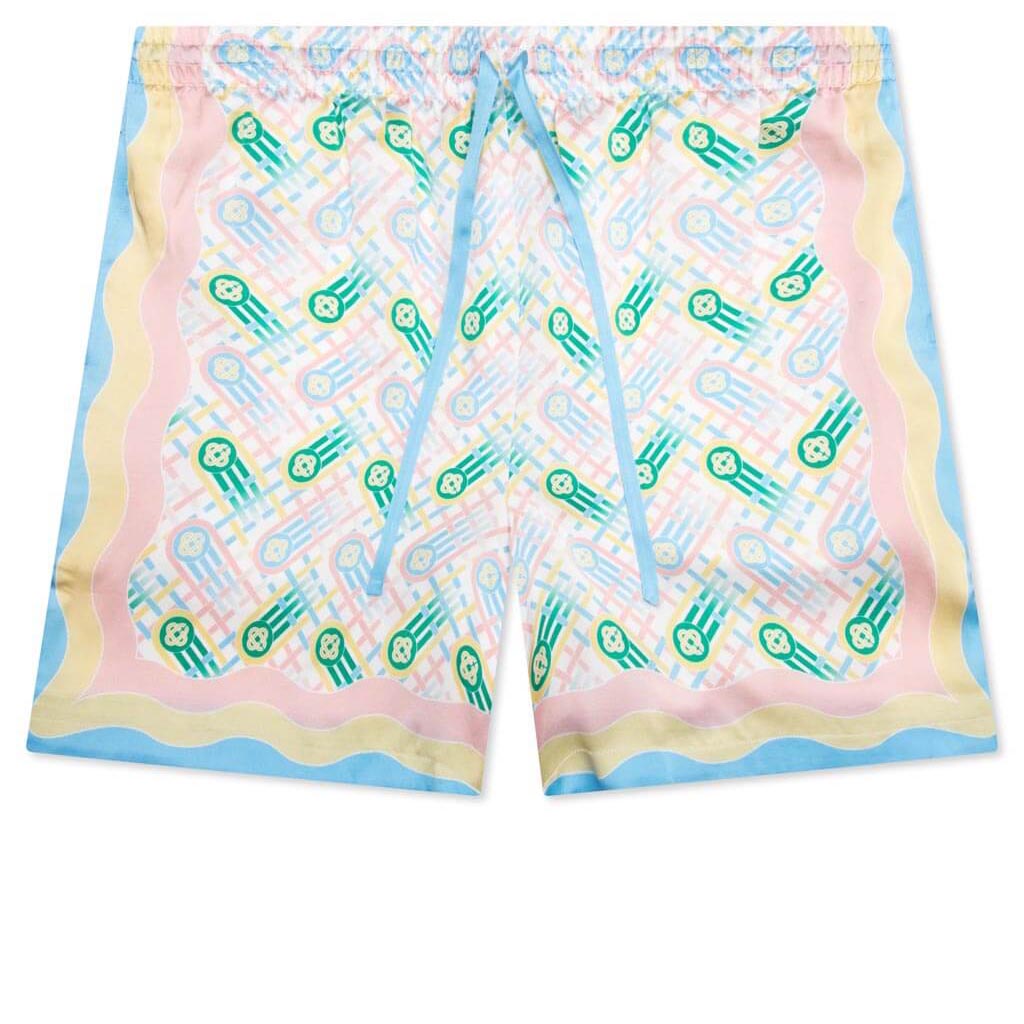 Silk Shorts With Drawstrings - Ping Pong Print