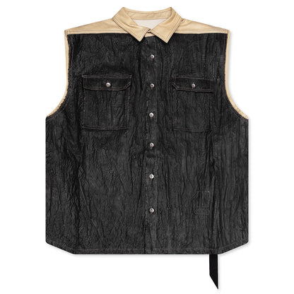 Sl Tommy Jumbo Sleeveless Denim Jacket - Parchment/Black