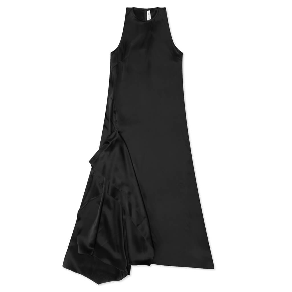 Women's Sleeveless Draped Dress - Black