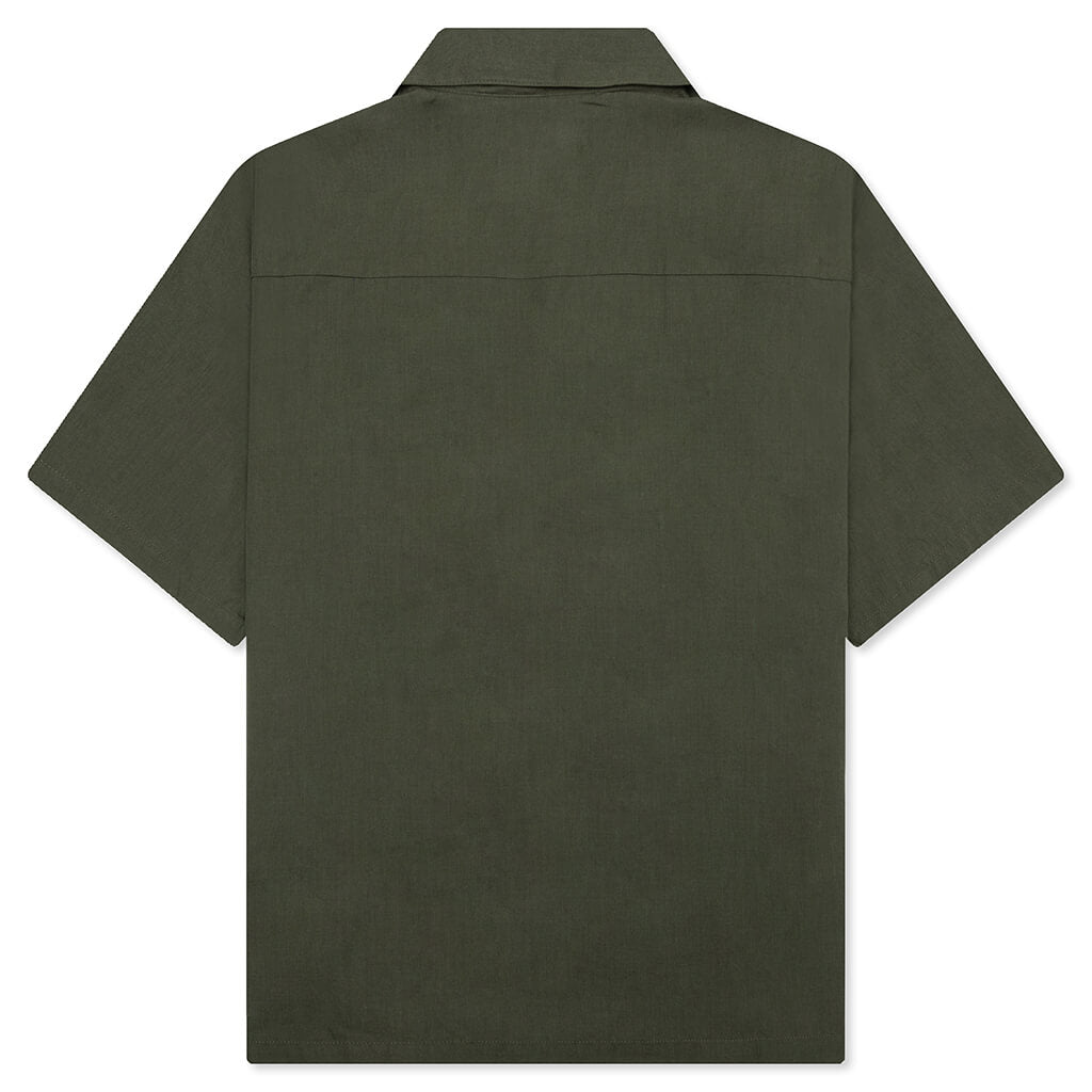 Solid Color Hawaiian S/S Shirt - Olive Drab