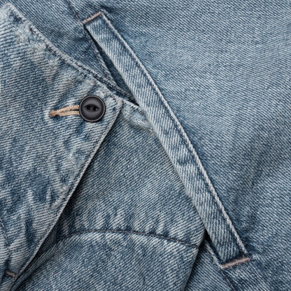 Denim Jacket with Corduroy Collar - Light Blue