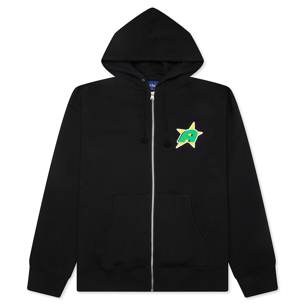 Star A Zip Up Hoodie - Black