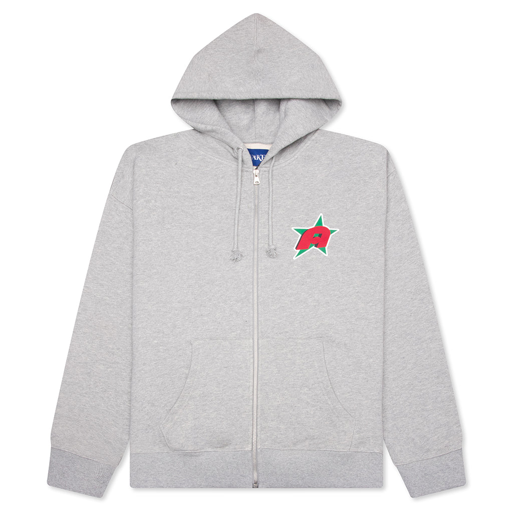 Star A Zip Up Hoodie - Heather Grey