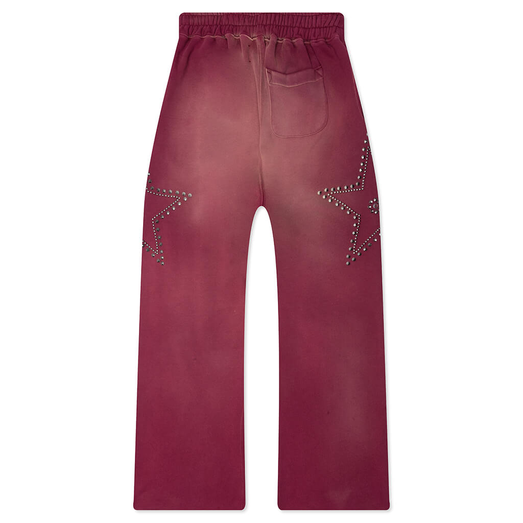 Star Studded Sweatpant - Burgundy
