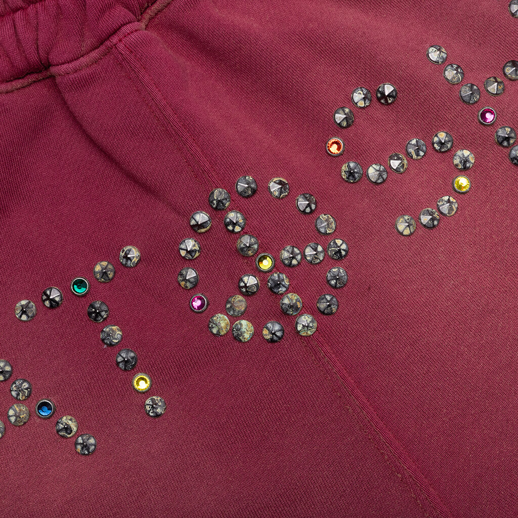 Star Studded Sweatpant - Burgundy
