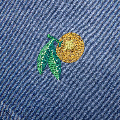 Stone Wash Denim Embroidered Motif Jean - Stone Wash