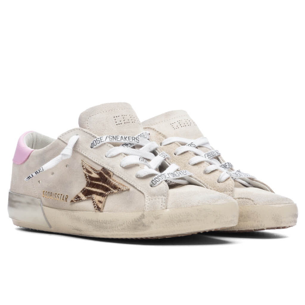 Women's Super Star Suede Upper Zebra Printed Star - Seed Pearl/Butter Brown Zebra/Orchid Pink
