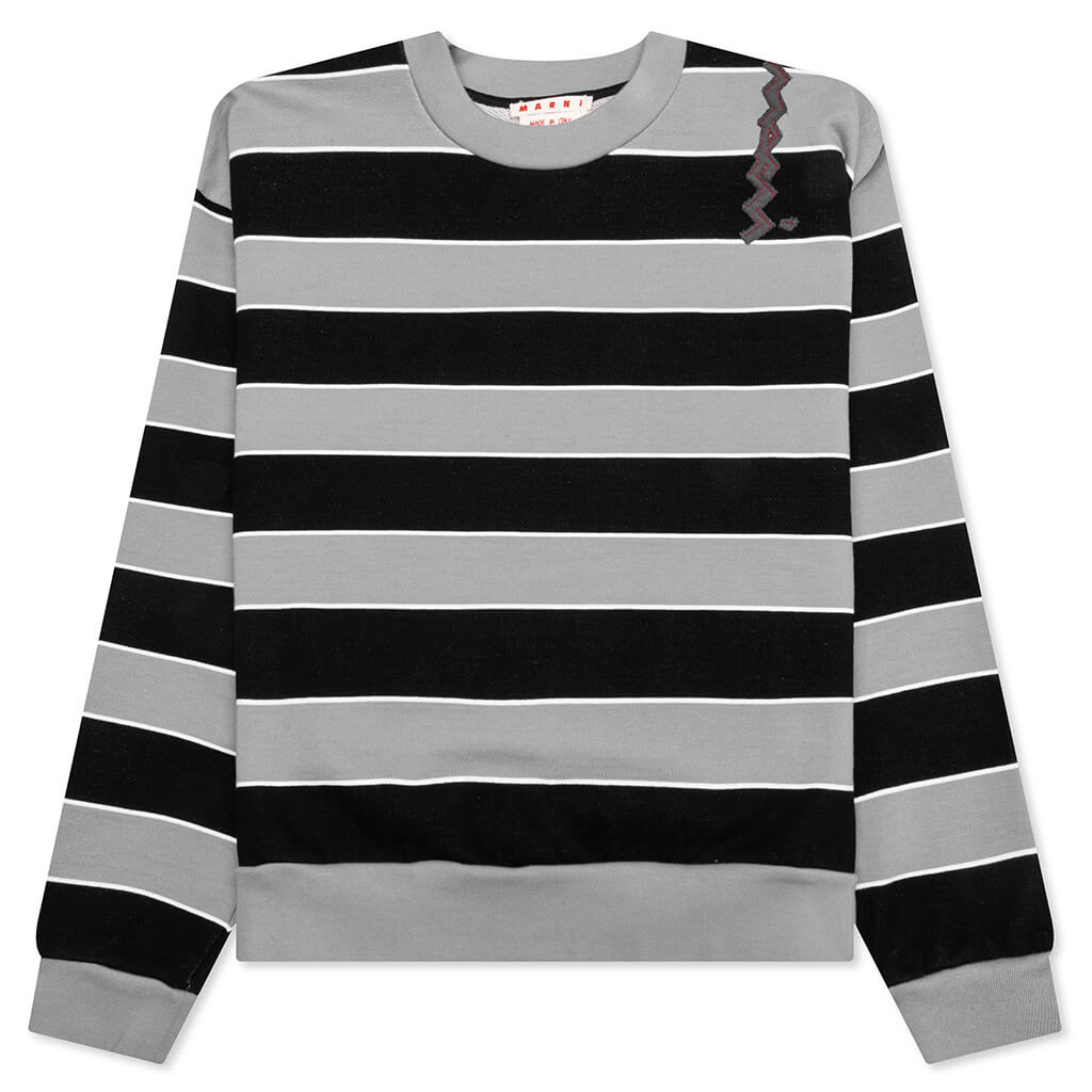 Striped Mending Logo Sweatshirt - Black