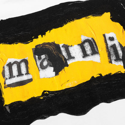 Painted On Collage Yellow Logo Hoodie - Lily White