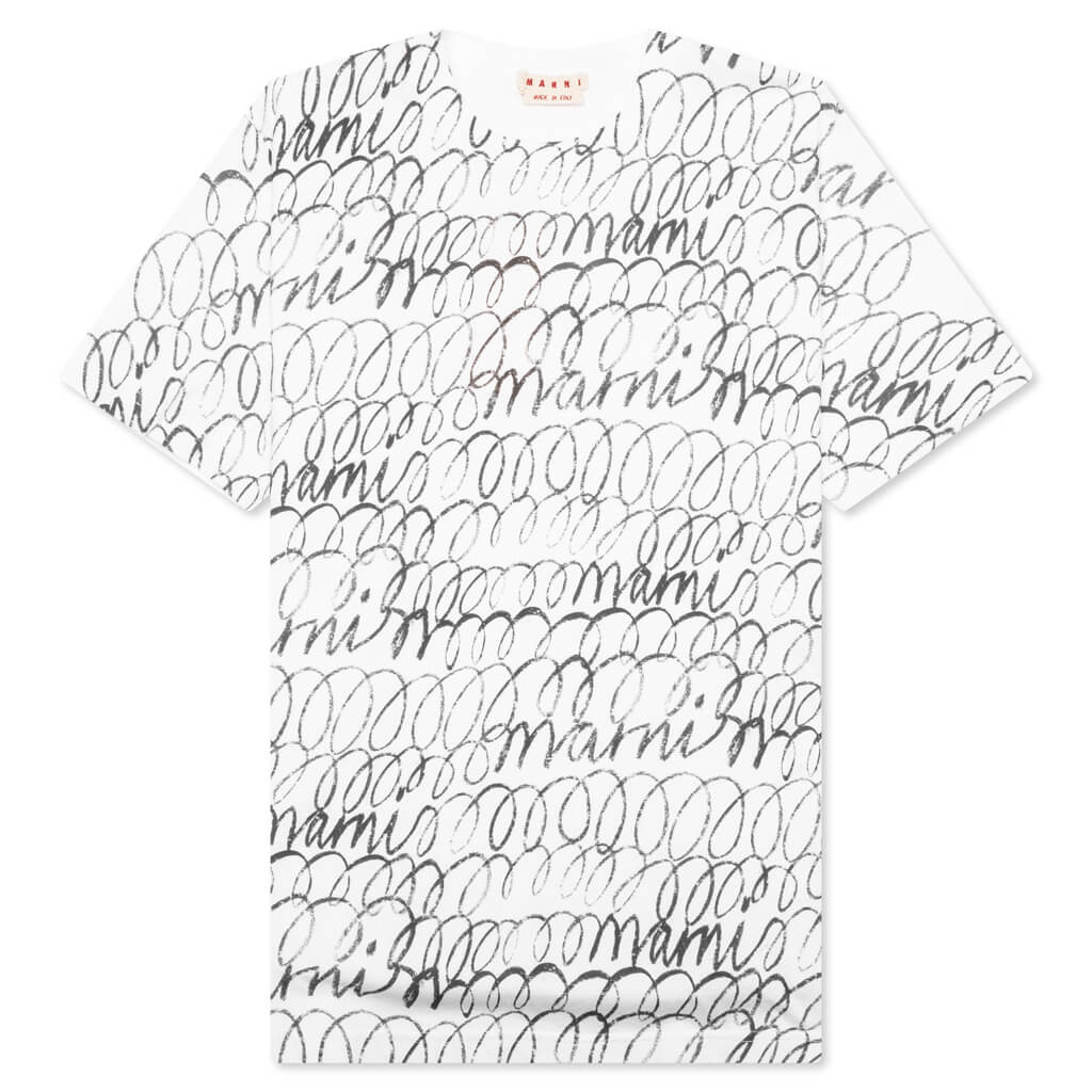 Scribble Motif T-Shirt - Lily White