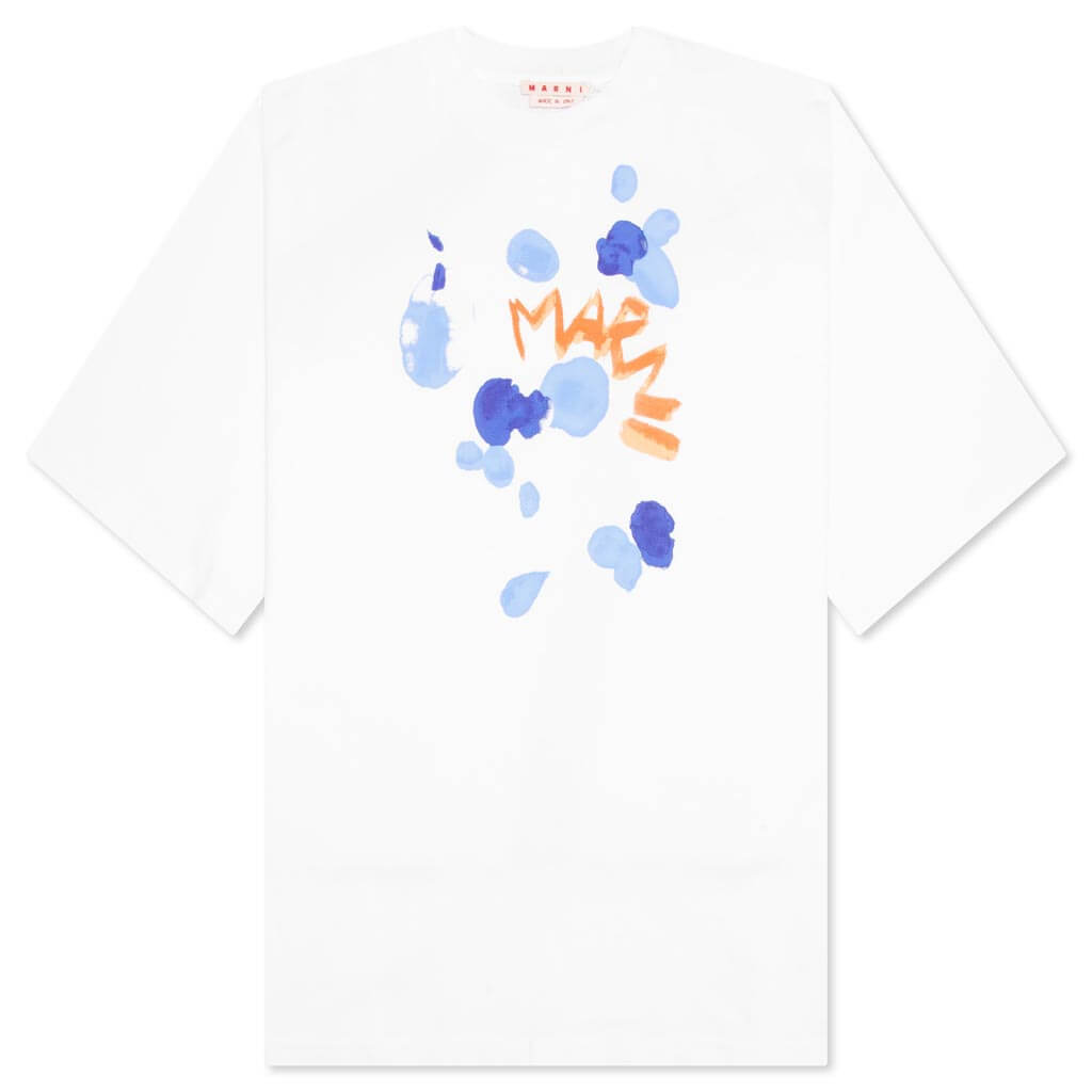 Organic Cotton T-Shirt With Marni Dripping Print - Lily White