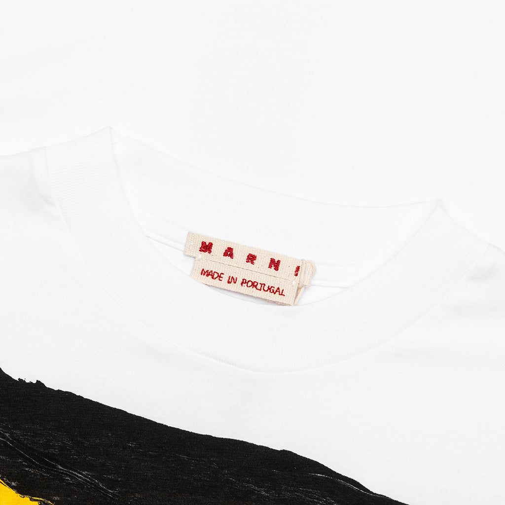 Painted On Collage Yellow Logo T-Shirt - Lily White