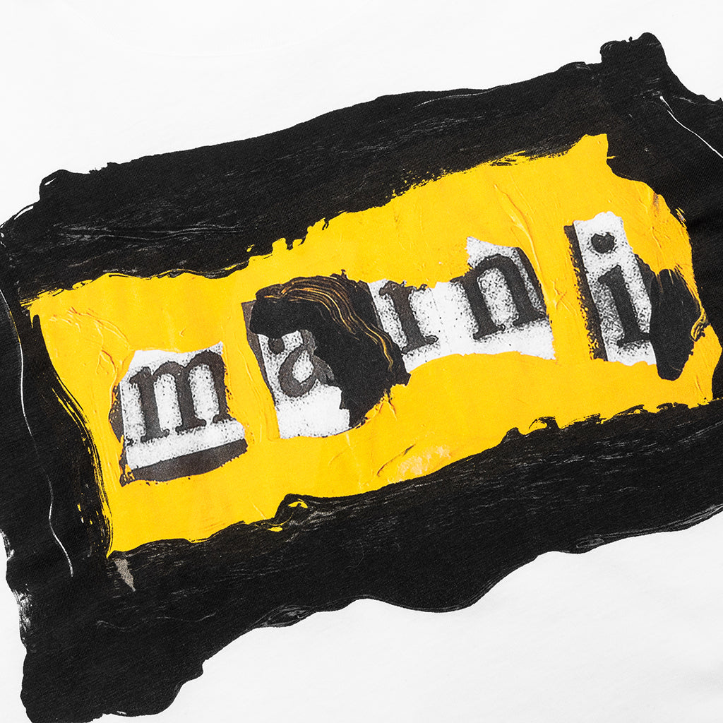 Painted On Collage Yellow Logo T-Shirt - Lily White