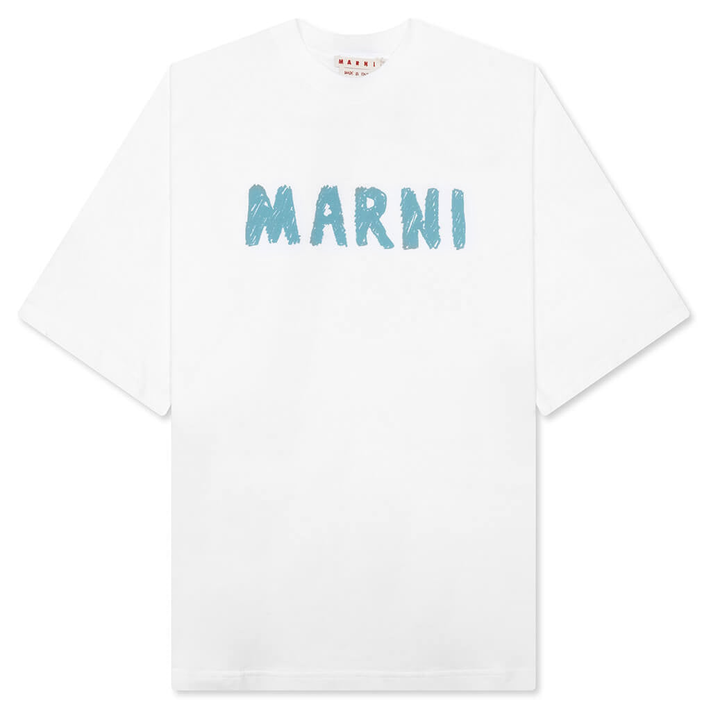 Scribble Logo Cotton T-Shirt - Lily White