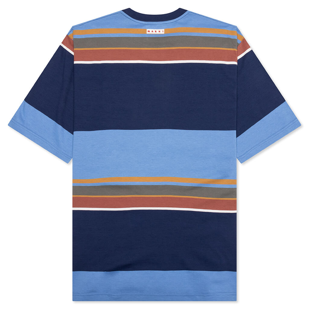 Striped Organic Cotton T-Shirt - Glass Blue