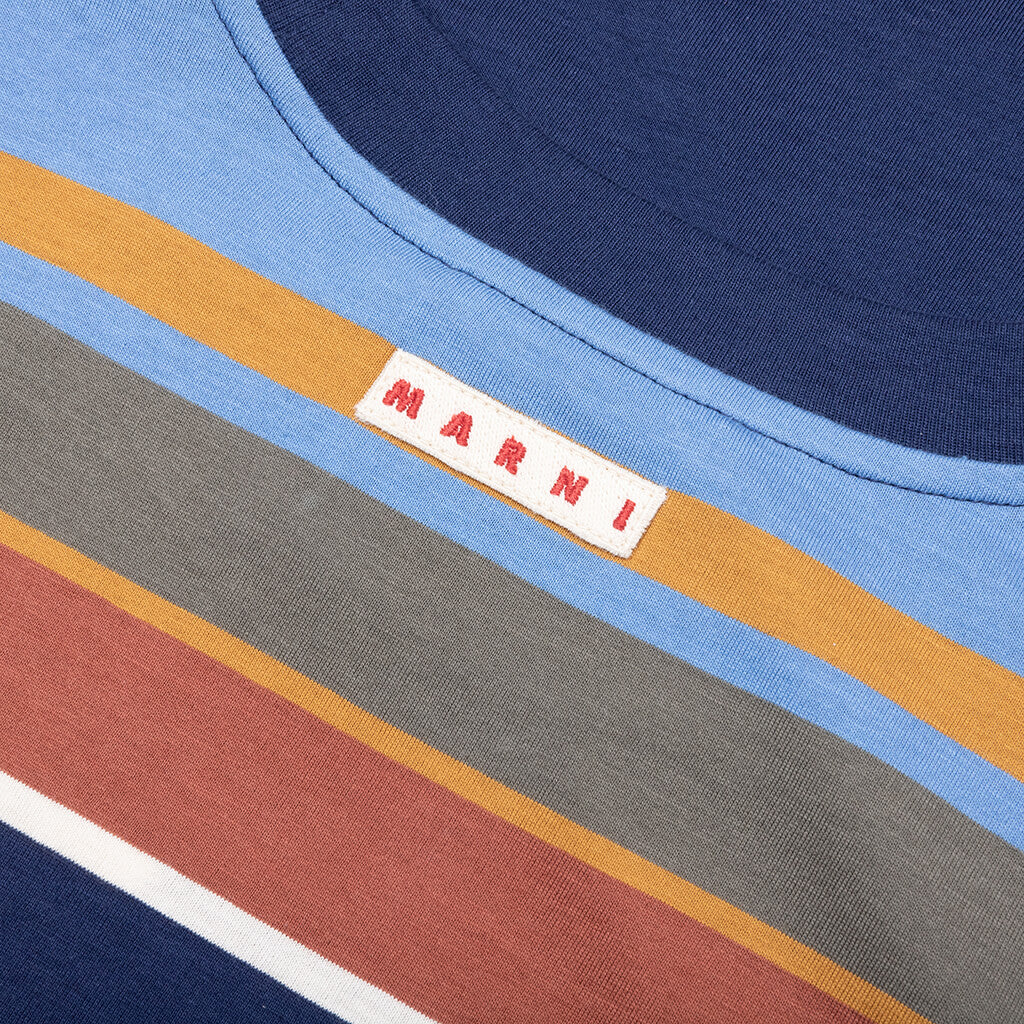 Striped Organic Cotton T-Shirt - Glass Blue