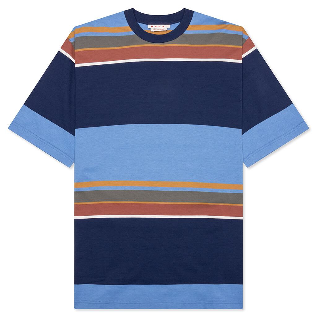 Striped Organic Cotton T-Shirt - Glass Blue