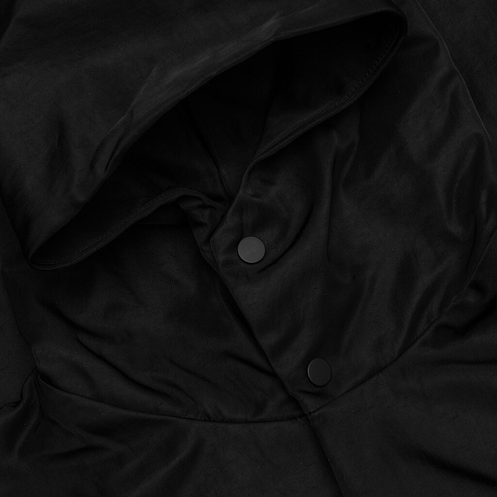 Textured Nylon Hooded Coaches Jacket - Black