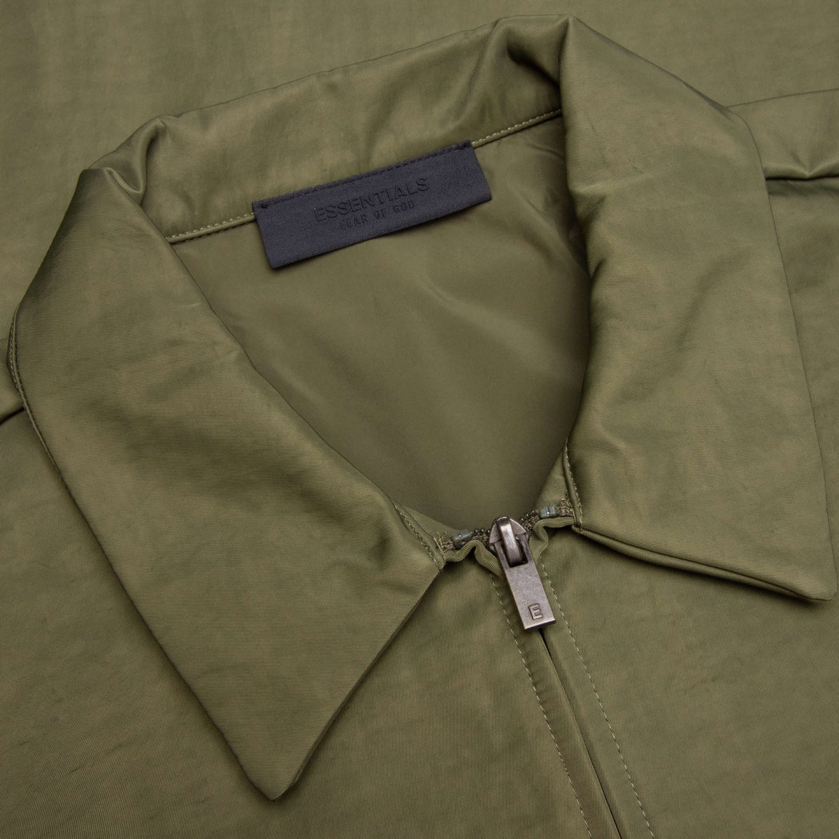 Textured Nylon Trucker Jacket - Military