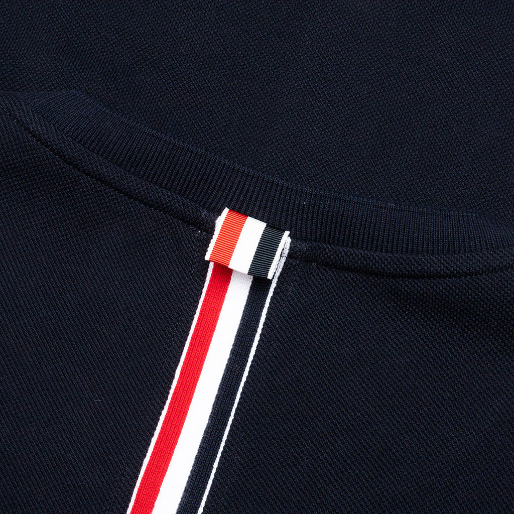 Center Back Stripe Pique Tee - Navy