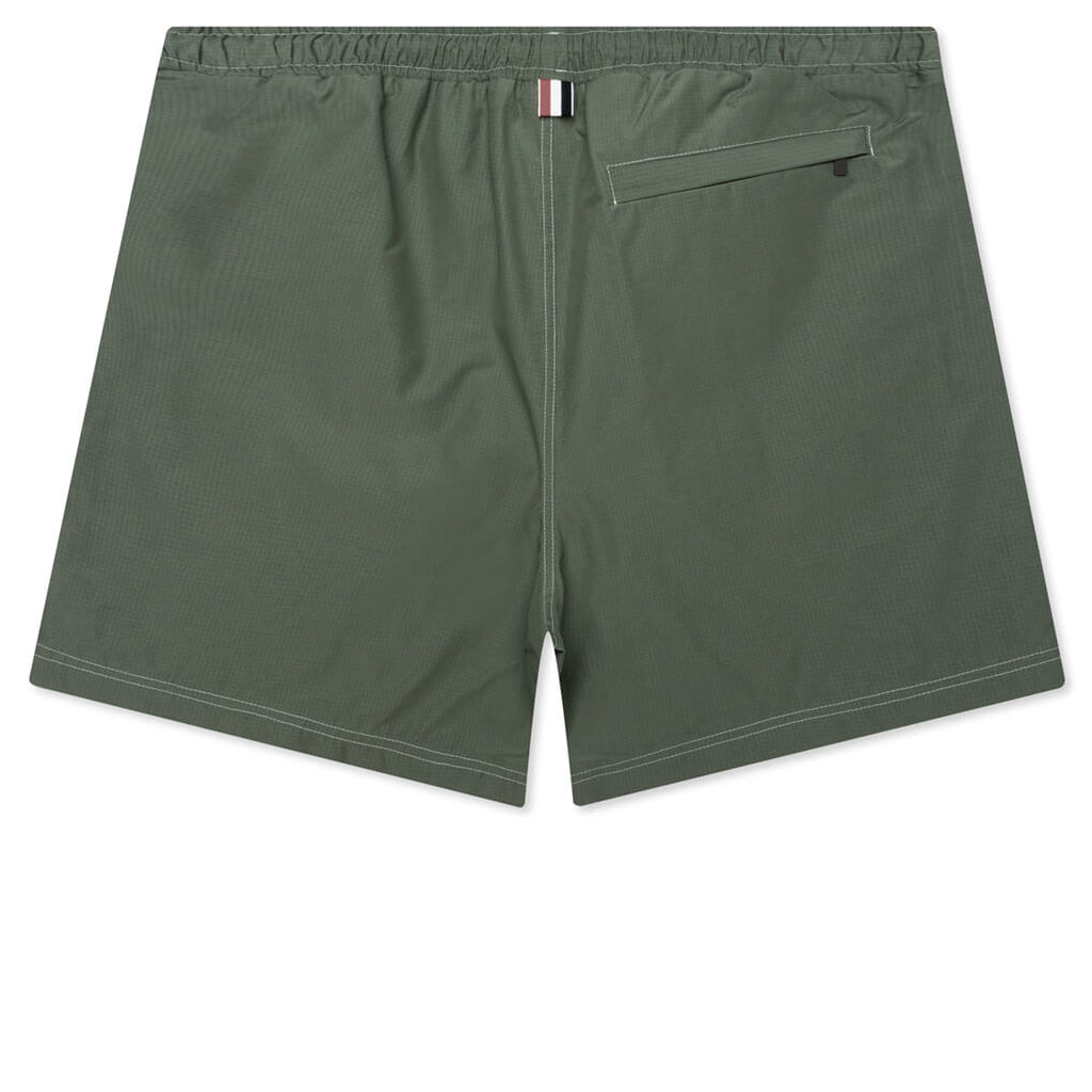 Contrast White Stitching Track Shorts - Dark Green