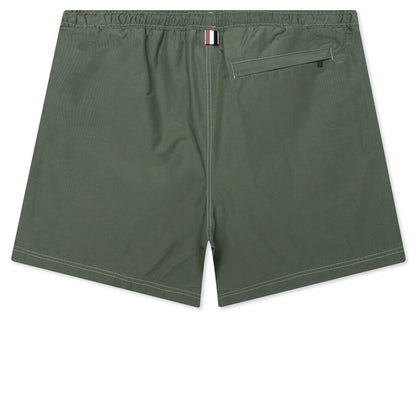 Contrast White Stitching Track Shorts - Dark Green