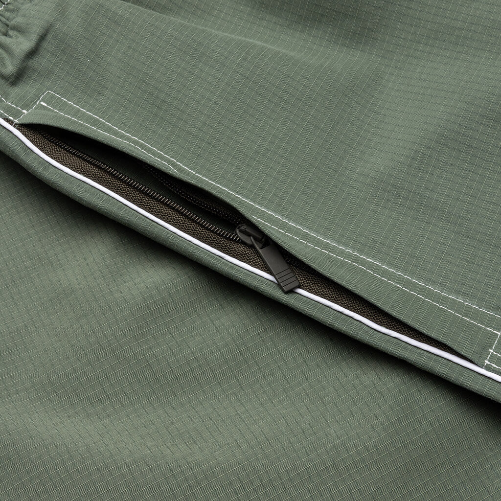 Contrast White Stitching Track Shorts - Dark Green