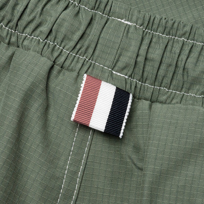 Contrast White Stitching Track Shorts - Dark Green