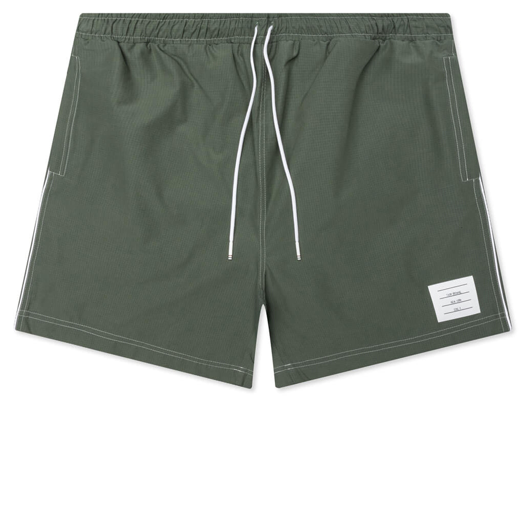 Contrast White Stitching Track Shorts - Dark Green