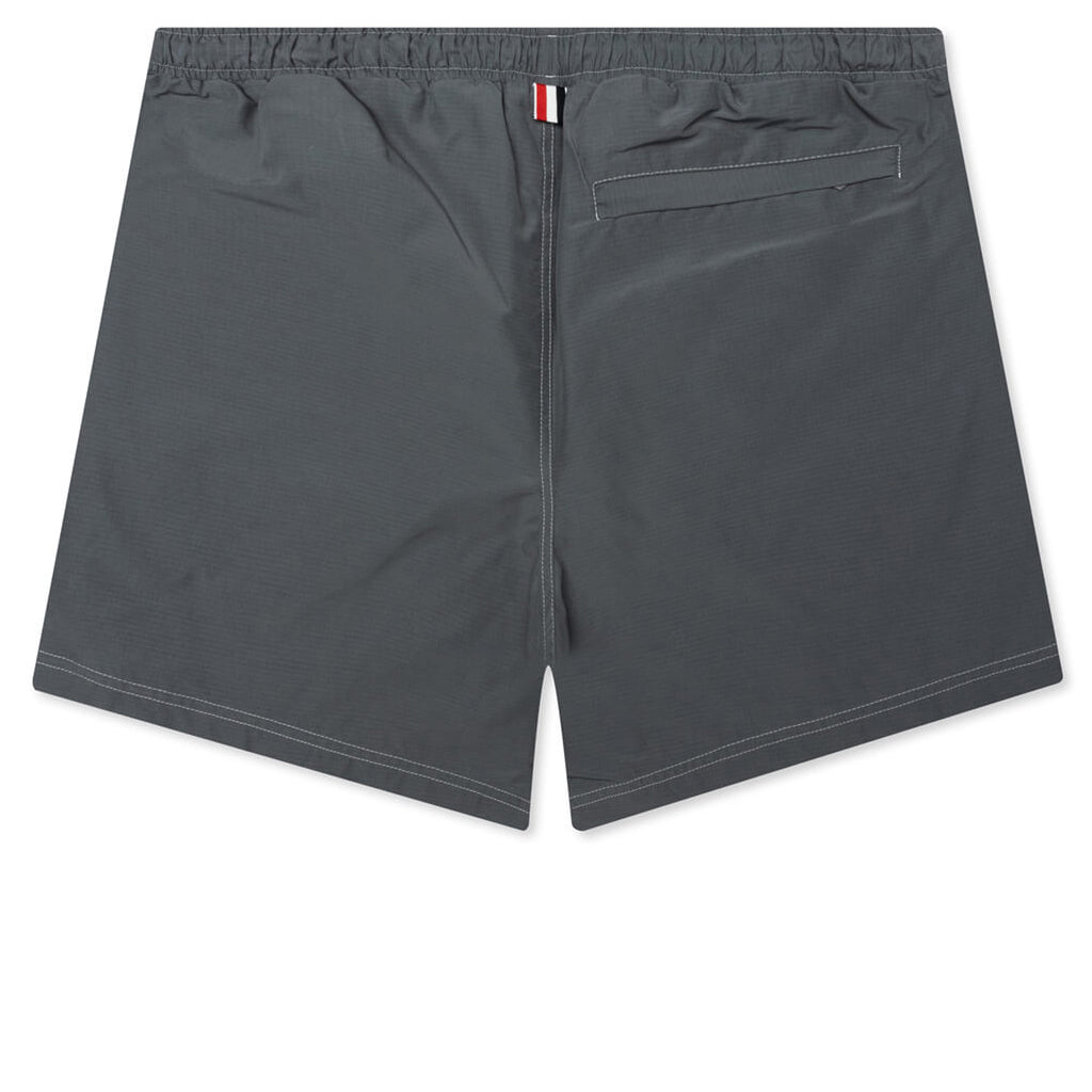 Contrast White Stitching Track Shorts - Med Grey
