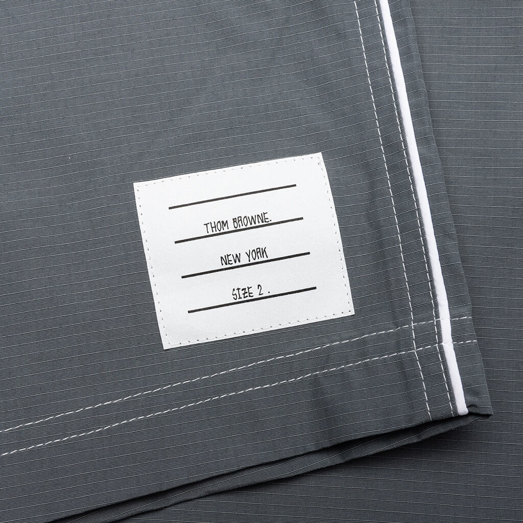 Contrast White Stitching Track Shorts - Med Grey