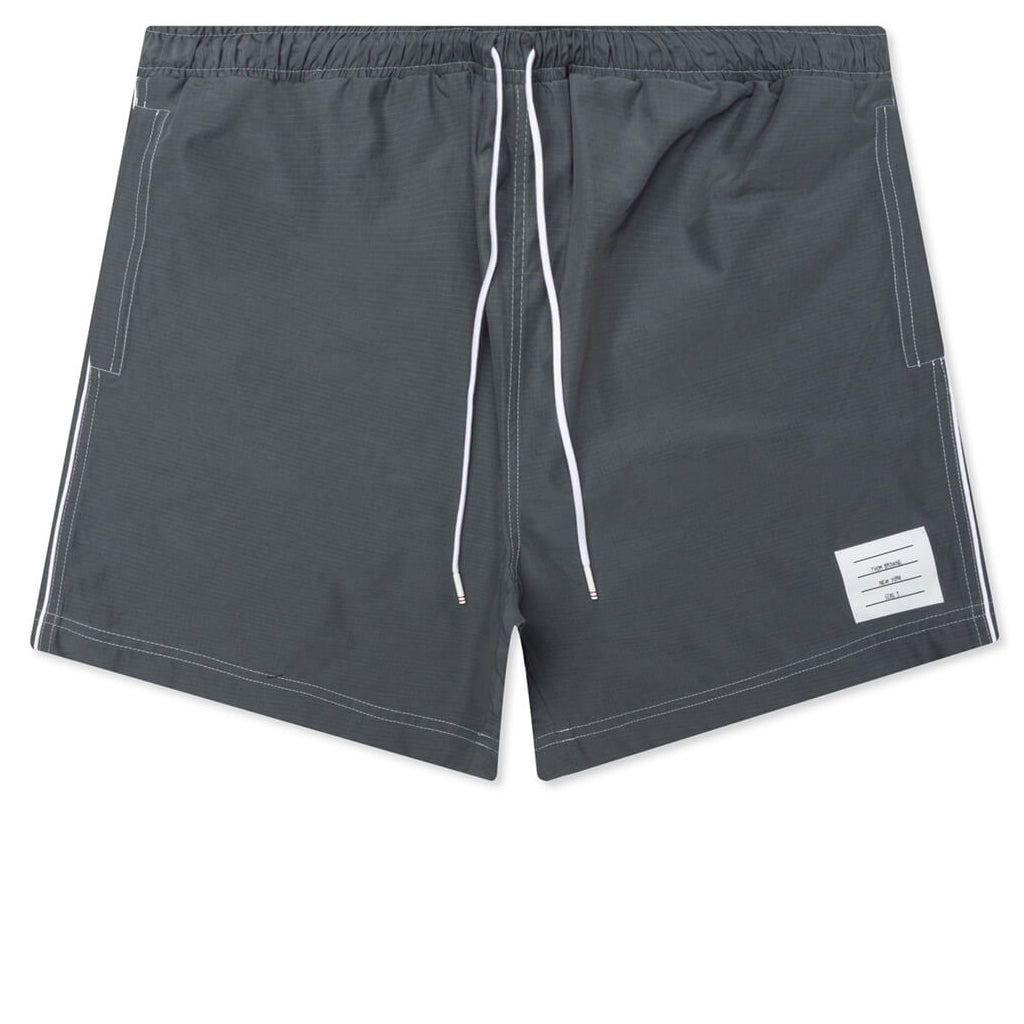 Contrast White Stitching Track Shorts - Med Grey