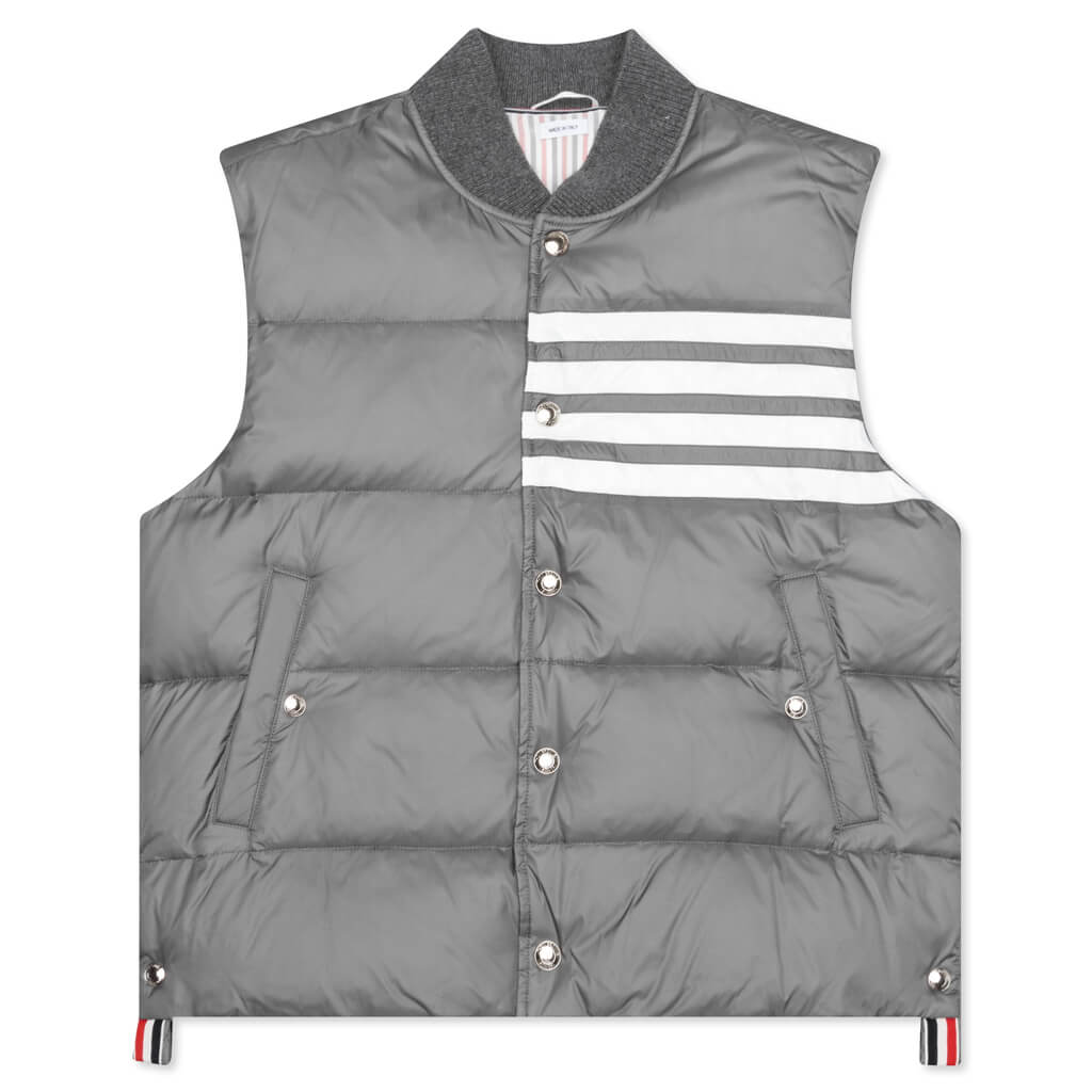Downfilled Snap Front Vest - Medium Grey