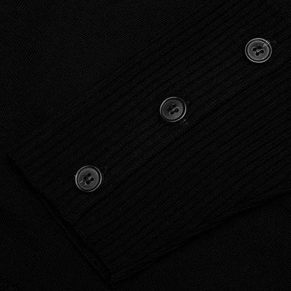 Elongated 4-Bar Fine Merino Wool Pullover - Black