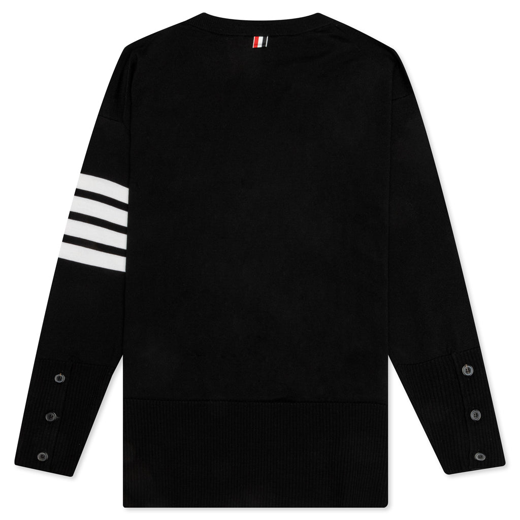 Elongated 4-Bar Fine Merino Wool Pullover - Black