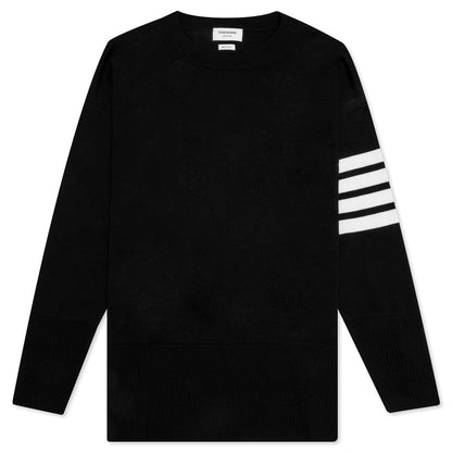 Elongated 4-Bar Fine Merino Wool Pullover - Black