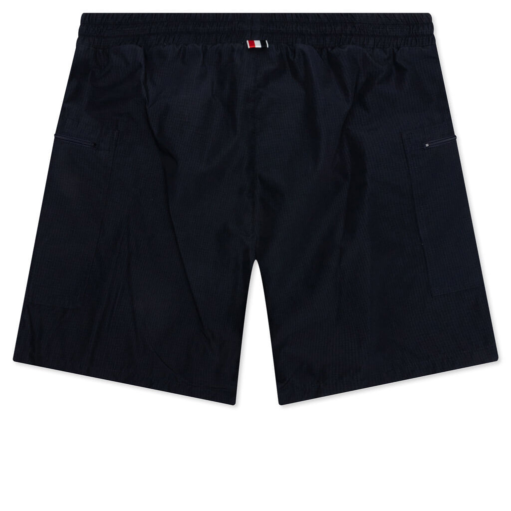 Ripstop Zip Pocket Mid Thigh Shorts - Navy
