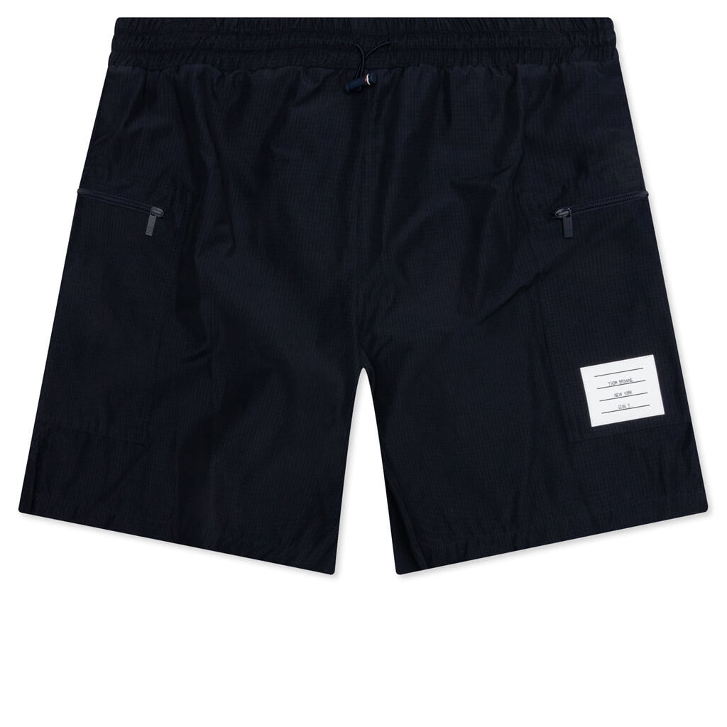 Ripstop Zip Pocket Mid Thigh Shorts - Navy