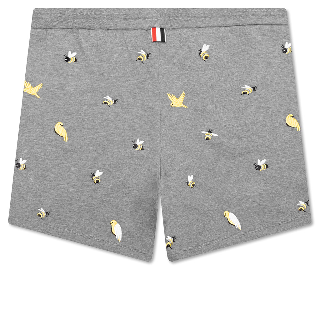 Sweat Shorts w/ Emb Birds - Medium Grey