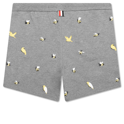Sweat Shorts w/ Emb Birds - Medium Grey