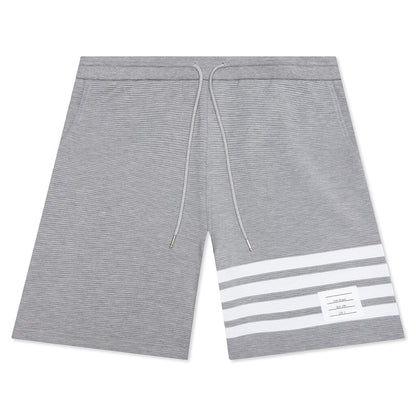 Sweat Shorts w/ 4Bar Ottoman Rib - Light Grey