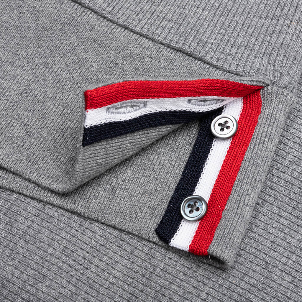 Waffle 4-Bar Raglan Sleeve Crew Sweatshirt - Medium Grey