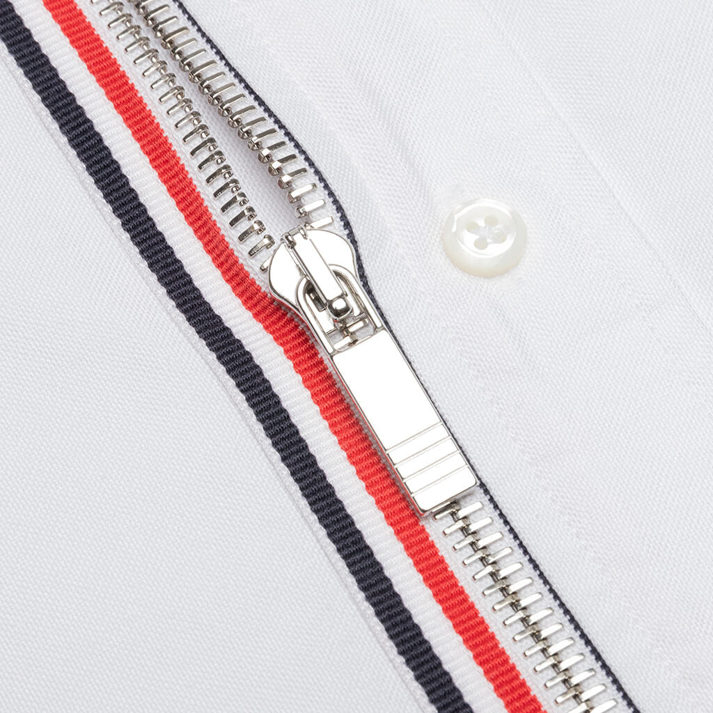 Zip Front Button Down L/S Shirt - Red/White/Blue
