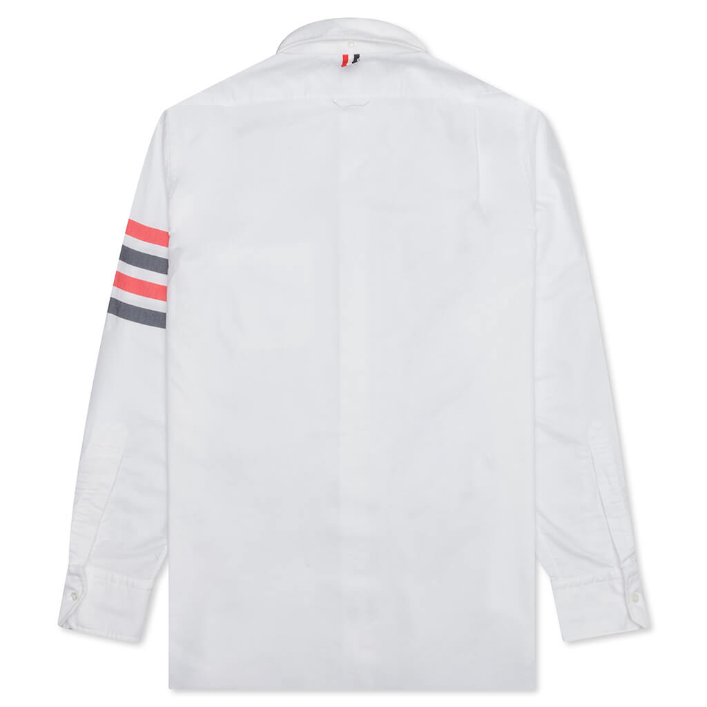 Zip Front Button Down L/S Shirt - Red/White/Blue